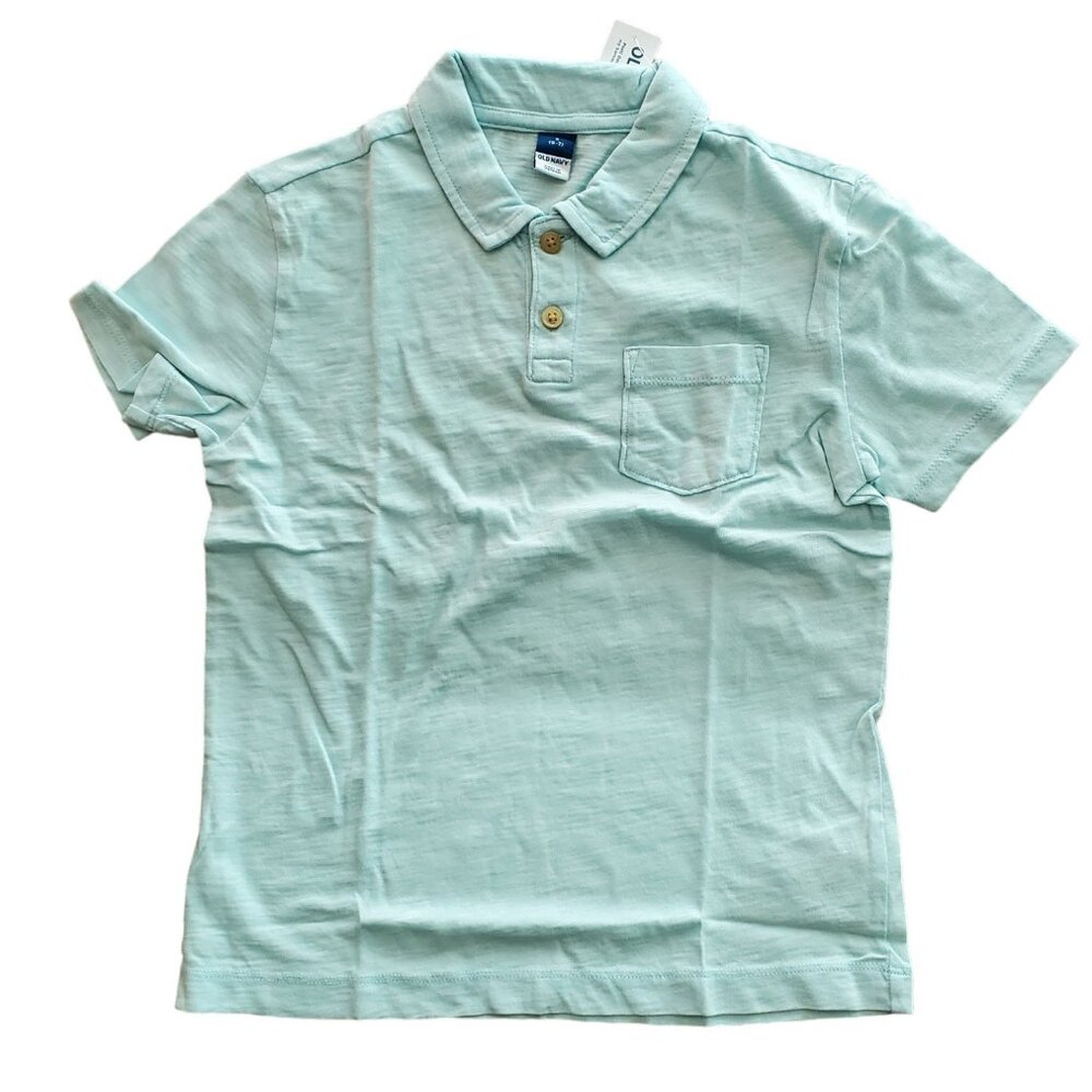 NEW Old Navy Boys Polo Shirt Short Sleeve Pocket Size Small Ceramic Blue